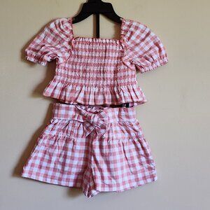 Wonder Nation - Toddler Orange Puffed Sleeve Shirt With Matching Shorts Size 12M